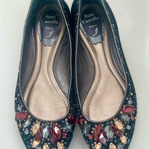 Stunning!!!  Rene Caovilla Black and Swarovski Crystal Ballerina Flats (NWOB)